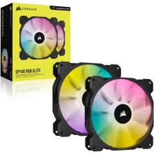 Corsair iCUE SP140 RGB ELITE Performance 140mm PWM Fan - x2 Dual Fan Kit with Lighting Node CORE - CO-9050111-WW - Black