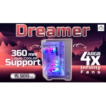 FROZER Dreamer PC Case 360mm Support with 4x 120mm Infinity Mirror ARGB Fans