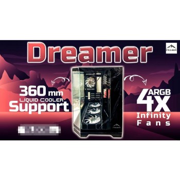 FROZER Dreamer PC Case 360mm Support with 4x 120mm Infinity Mirror ARGB Fans