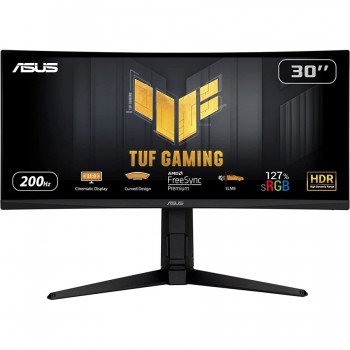 Asus TUF Gaming VG30VQL1A Curved Gaming Monitor – 29.5 inch, 21:9 Ultra-wide WFHD (2560X1080), 200Hz, 1ms MPRT, Extreme Low Motion Blur™, 127% sRGB, HDR, FreeSync™ Premium