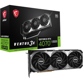 MSI Gaming RTX 4070 TI Super 16G Ventus 3X OC Graphics Card (NVIDIA RTX 4070 Ti Super, 256-Bit, Boost Clock: 2655 MHz, 16GB GDRR6X 21 Gbps, HDMI/DP, Ada Lovelace Architecture