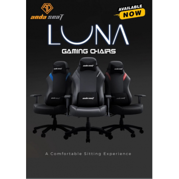 AndaSeat Luna Gaming Chair – Premium Comfort for Gamers(Black, Black & Red, Gray Fabric)