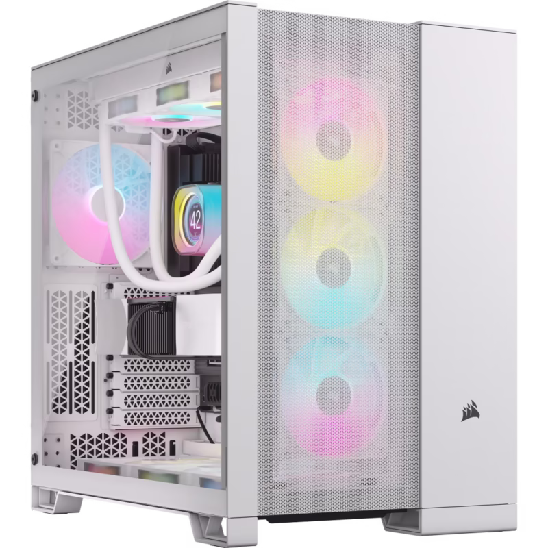Corsair 6500D Airflow Mid-Tower Dual Chamber PC Case in White with Mesh Panels