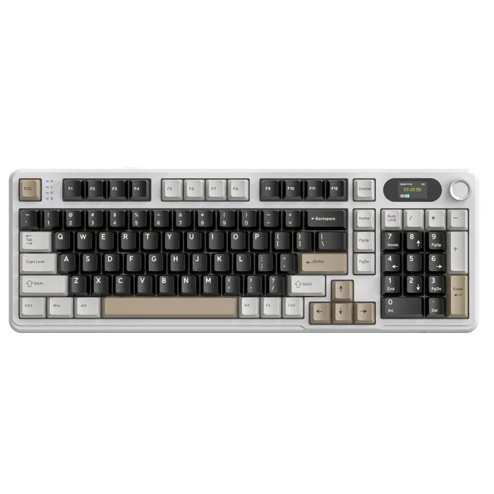 ATTACK SHARK X98PRO Wireless Gaming Keyboard in Cheese White color with customizable TFT display and RGB backlighting.