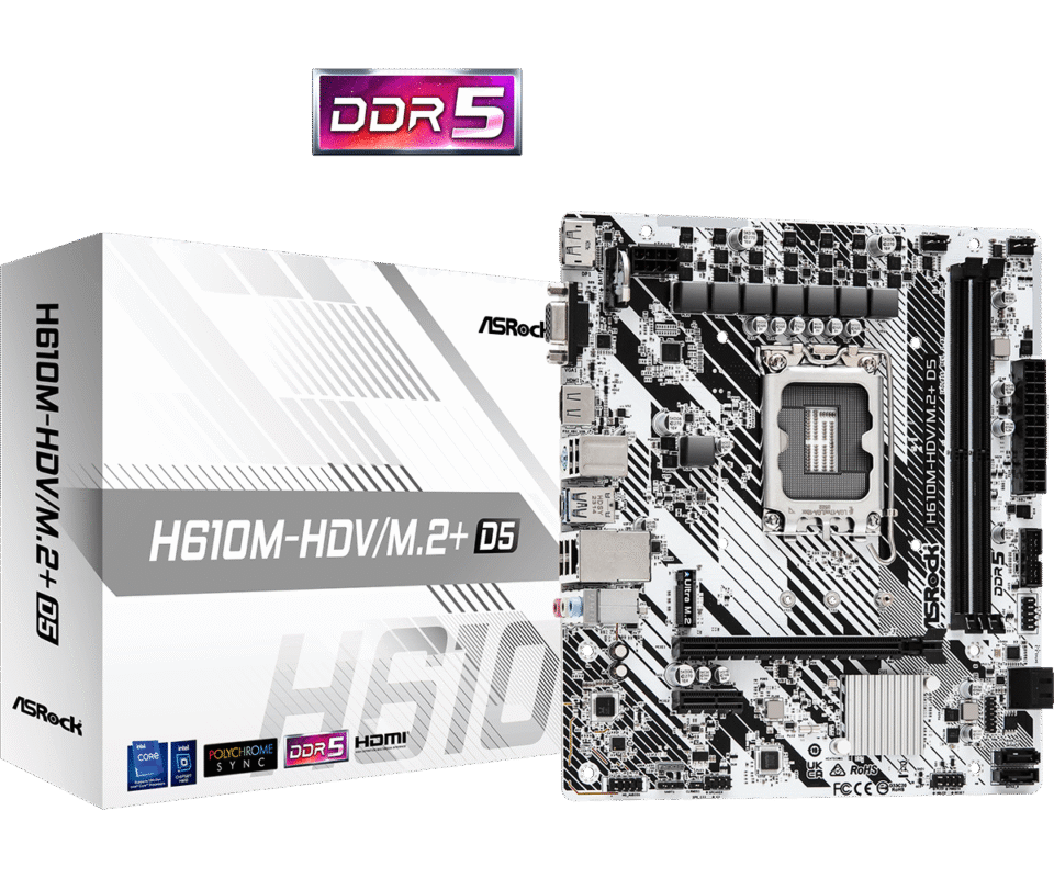 AsRock H610M-HDV/M.2 + DDR5 Motherboard with DDR5 RAM support