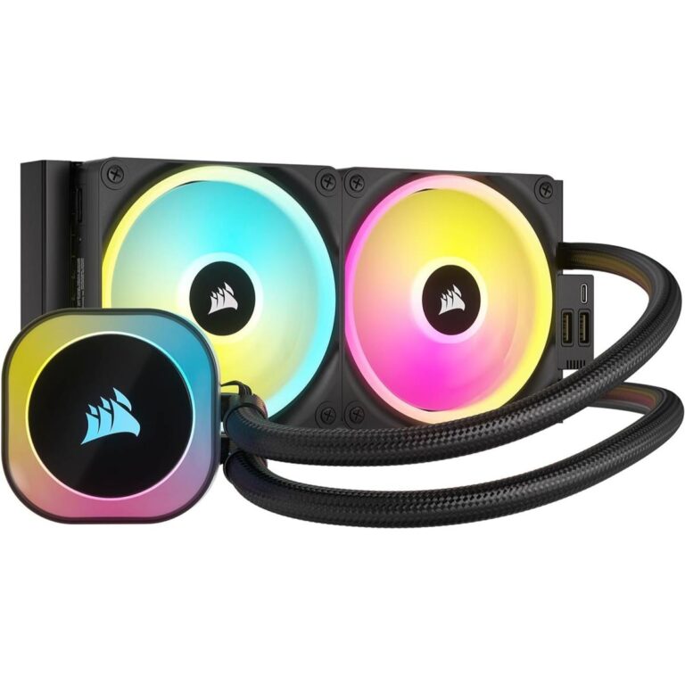 CORSAIR iCUE Link H100i RGB AIO 240mm Cooler with RGB Lighting and QX120 RGB PWM Fans