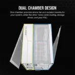 Corsair 6500D AIRFLOW Mid-Tower Dual Chamber PC Case – White - Image 5