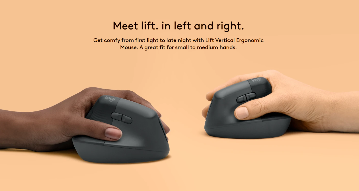 Logitech LIFT Vertical Ergonomic Wireless Mouse - Graphite