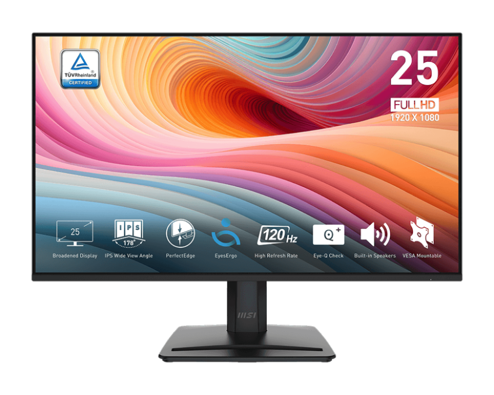 Front view of MSI PRO MP251 E2 24.5″ IPS FHD Monitor