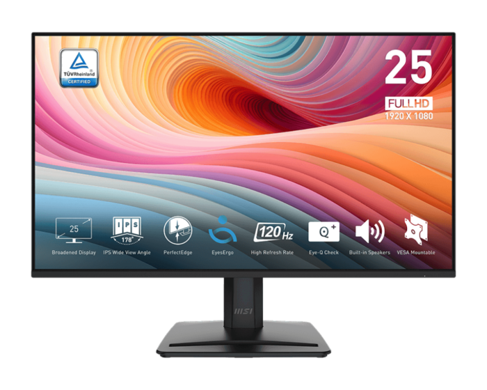Front view of MSI PRO MP251 E2 24.5″ IPS FHD Monitor