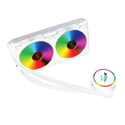 Thunder Mistral White 240mm ARGB AIO CPU Cooler front and top view