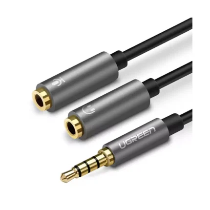 UGREEN 3.5 mm Male to 2 Female Audio Cable with Aluminum Case Black