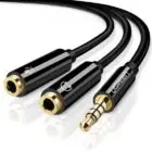 UGREEN 3.5 mm Male to 2 Female Audio Cable with Aluminum Case (Black)amirtraders.com-1 UGREEN 3.5 mm male to dual 3.5 mm female audio splitter cable with black aluminum casing