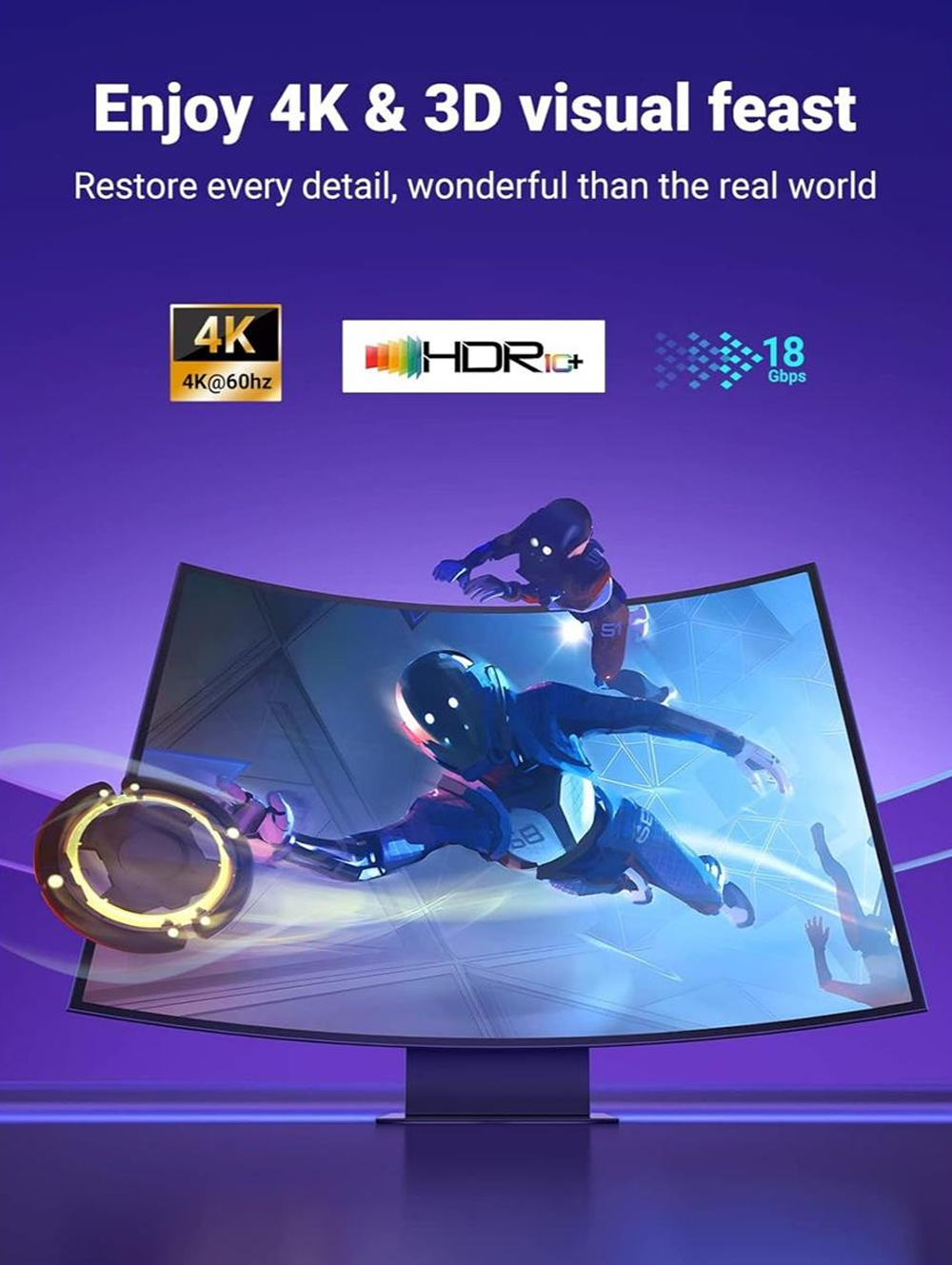 UGREEN 4K HDMI Male to Male Cable Braided 10m