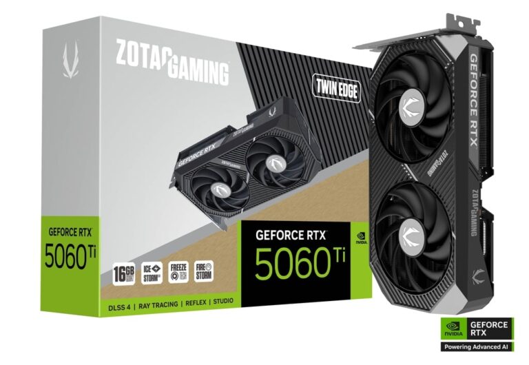 ZOTAC RTX 5060 Ti OC 16GB Graphics Card with dual-fan cooling and 2-year warranty