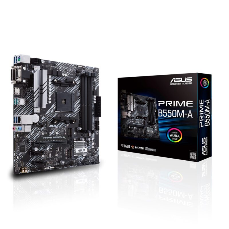 ASUS PRIME B550M-A Motherboard Front View / Side View / I/O Ports