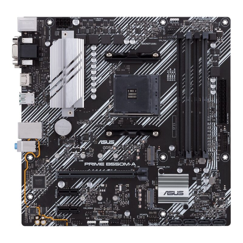 ASUS PRIME B550M-A Motherboard Front View / Side View / I/O Ports