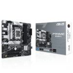 ASUS PRIME B760M-A motherboard front view with ports and heatsinks