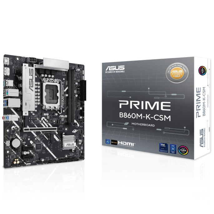 ASUS B860 Micro-ATX motherboard with PCIe 5.0 and Aura Sync
