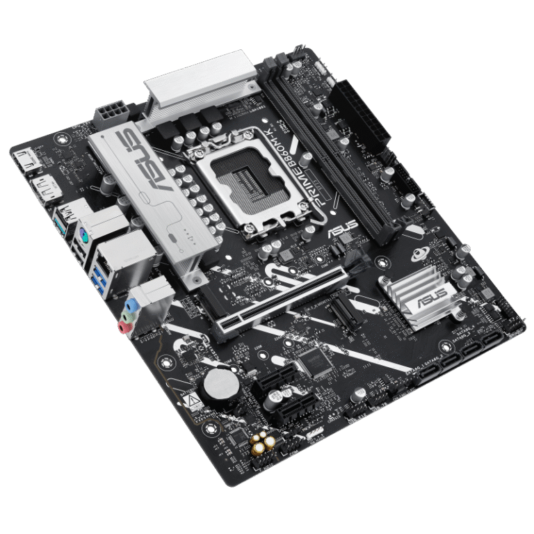 ASUS B860 Micro-ATX motherboard with PCIe 5.0 and Aura Sync