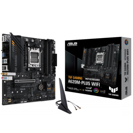 A high-performance motherboard designed for AMD Ryzen™ 9000, 8000, and 7000 Series processors. Features include up to 192GB DDR5 memory support, dual M.2 slots with PCIe 4.0, 2.5Gb Ethernet, Wi-Fi 6, and advanced cooling solutions. The board offers extensive connectivity options, including USB Type-C®, DisplayPort, HDMI, and 7.1 surround sound audio. With ASUS TUF Protection, RGB Aura Sync, and premium thermal solutions, it's built for gamers and creators seeking reliability and power.