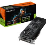"Gigabyte GeForce RTX 5070 WINDFORCE OC SFF 12GB GDDR7 PCIe 5.0 Graphics Card with cooling fans and sleek design"