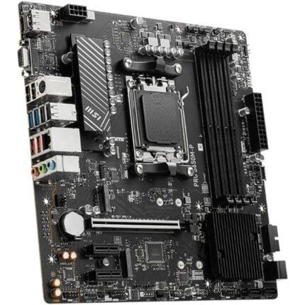 MSI Pro B650M-P DDR5 AMD AM5 microATX motherboard with PCIe 4.0, DDR5 memory support, and high-speed M.2 storage for next-gen performance.