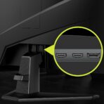 "24.5-inch flat Rapid IPS gaming monitor with Full HD (1920x1080) resolution, 180Hz refresh rate, 1ms response time, Adaptive-Sync, HDR support, and vivid color coverage (91% AdobeRGB, 96% DCI-P3, 127% sRGB). Features include anti-glare surface, frameless design, adjustable tilt, and multiple ports including DisplayPort and HDMI."