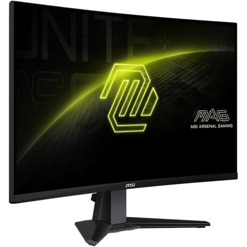 "27-inch curved gaming monitor with 1500R curvature, Full HD (1920x1080) resolution, 280Hz refresh rate, 0.5ms response time, Adaptive-Sync, HDR Ready, and wide color gamut (102% sRGB). Features DisplayPort 1.4a, dual HDMI 2.0b, anti-glare surface, and frameless design."