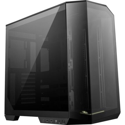 "MSI MAG PANO 100L PZ Premium Mid-Tower ATX Gaming Case with panoramic tempered glass panel, ARGB lighting, and optimized airflow design for high-performance PC builds."