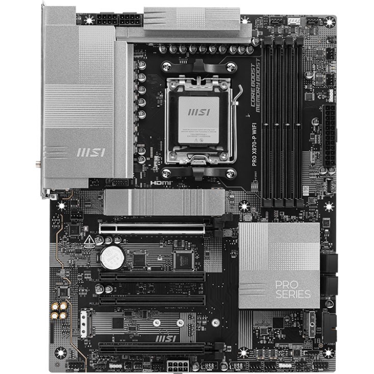 “AMD X870 motherboard with DDR5, PCIe 5.0, USB4, Wi-Fi 7.”