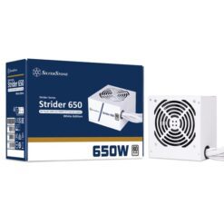 SilverStone ST65F-ES230 650W white ATX power supply with 120mm silent fan and 80 PLUS certification.