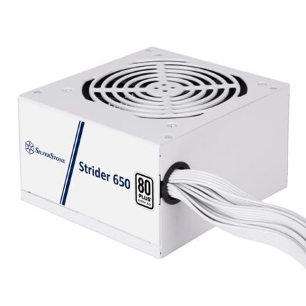 SilverStone ST65F-ES230 650W white ATX power supply with 120mm silent fan and 80 PLUS certification.