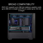 ASUS A21 CASE (BLACK) – Sleek Mid-Tower Case with Tempered Glass & ATX Support - Image 7