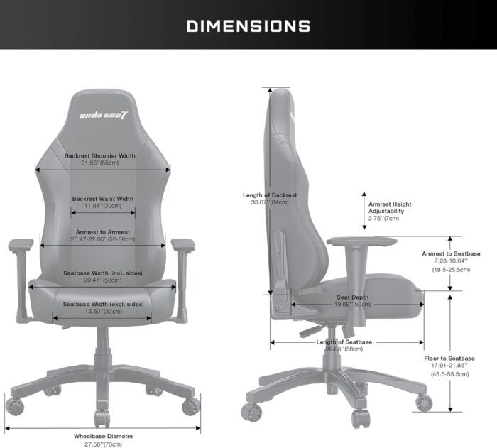 AndaSeat Luna Gaming Chair – Black & Blue (AD18-44-BS-PV) - Image 2