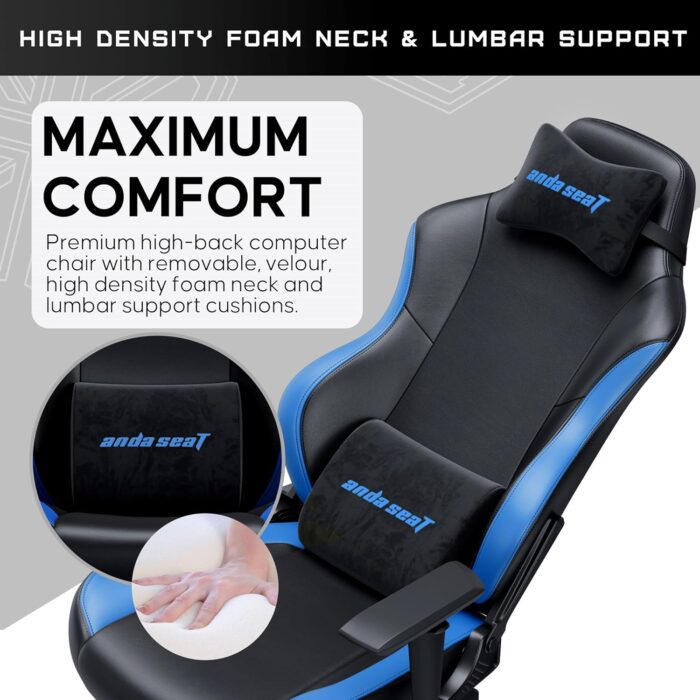 AndaSeat Luna Gaming Chair – Black & Blue (AD18-44-BS-PV) - Image 3