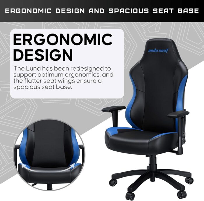 AndaSeat Luna Gaming Chair – Black & Blue (AD18-44-BS-PV) - Image 7