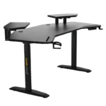 AndaSeat Shadow Warrior Electric Gaming Desk, Adjustable Carbon Fiber Texture Tabletop RGB, Black