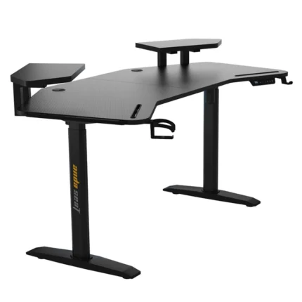 AndaSeat Shadow Warrior Electric Gaming Desk, Adjustable Carbon Fiber Texture Tabletop RGB, Black