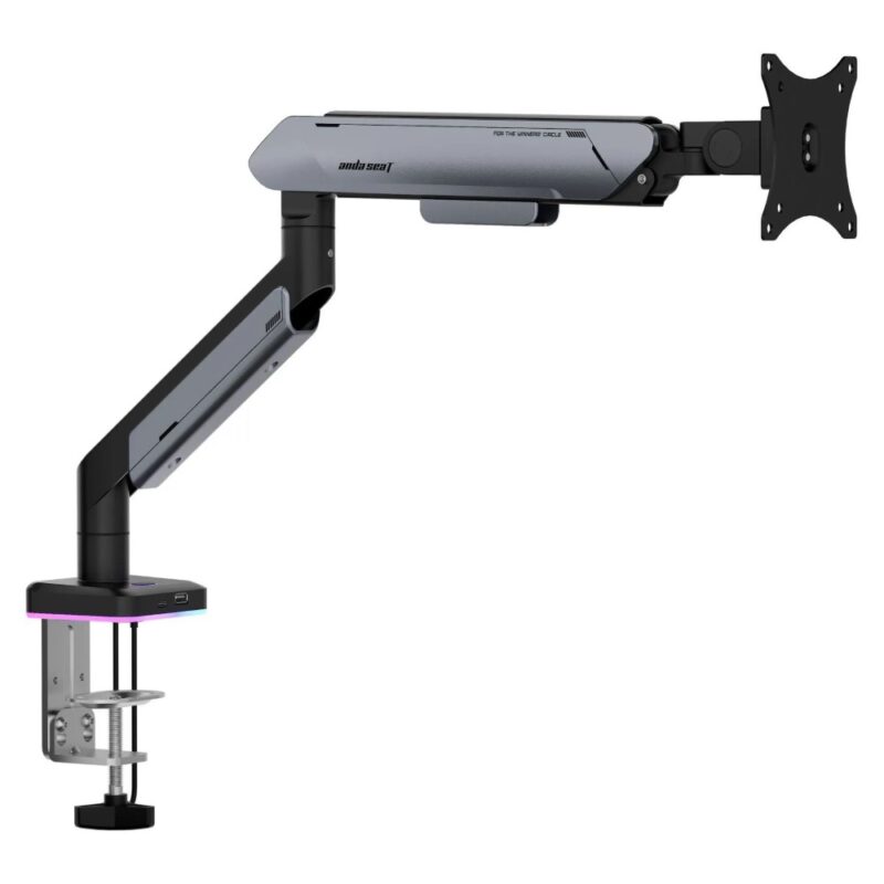 Alt Text: Anda Seat Stealth Pro II A9 RGB Ergonomic Monitor Arm Black Titanium