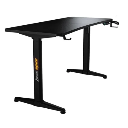 AndaSeat Terminator Electric Gaming Desk, Adjustable Carbon Fiber Texture Tabletop RGB, Black