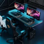AndaSeat Terminator Electric Gaming Desk, Adjustable Carbon Fiber Texture Tabletop RGB, Black - Image 7