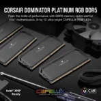 CORSAIR DOMINATOR® PLATINUM RGB 64GB (2x32GB) DDR5 DRAM 6000MT/s CL40 Memory Kit — Black - Image 4