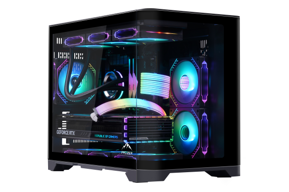 Frozer Space Micro ATX PC Case with Sleek Black Design and Tempered Glass Side Panel