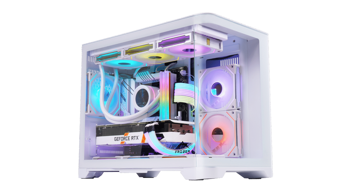 Frozer Space Micro ATX PC Case in White with Sleek Front Panel and Tempered Glass Side Panel
