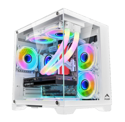 Frozer Warrior M White PC Case with 3x ARGB Fans and Tempered Glass Side Panel