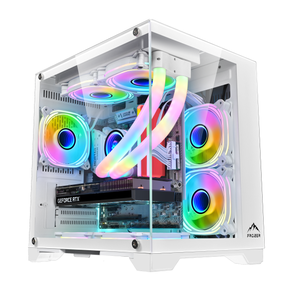 Frozer Warrior M White PC Case with 3x ARGB Fans and Tempered Glass Side Panel