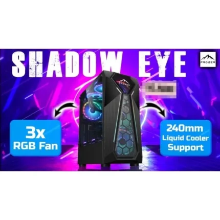 Frozer Shadow Eye ATX Mid Tower PC Case with 3x 120mm ARGB Fans and Tempered Glass Side Panel