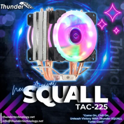 Thunder Squall TAC-225 ARGB CPU Cooler with Dual Fan and RGB Lighting