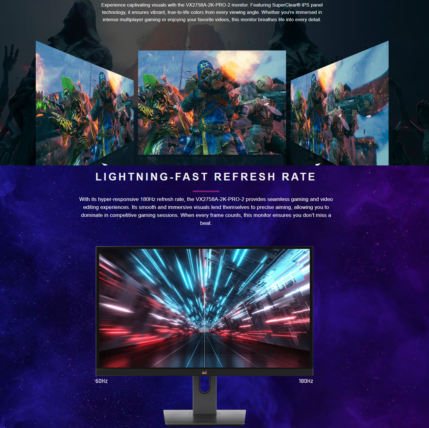 ViewSonic VX2758A-2K-PRO-2 27” 2K 180Hz Gaming Monitor